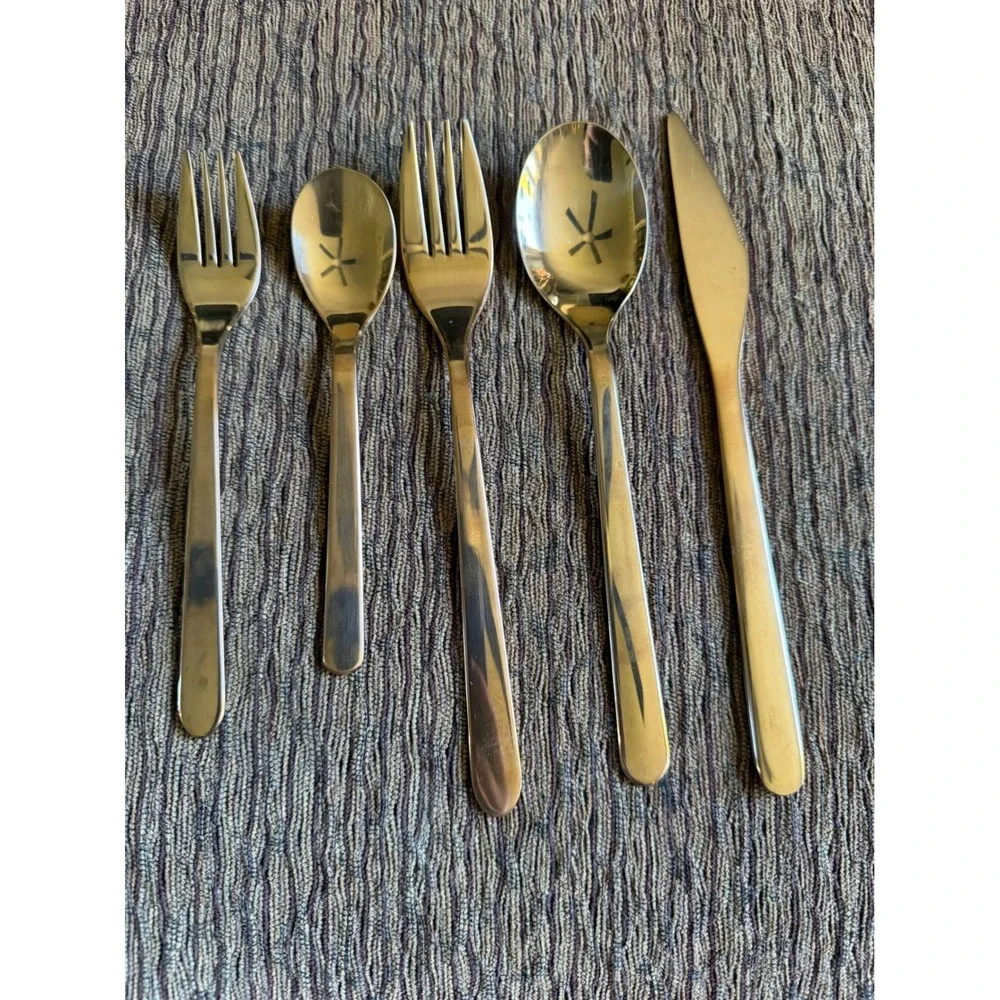 IKEA Fornuft 5pc Place Setting Flatware Set Rose Color Stainless Steel 22185 HTF